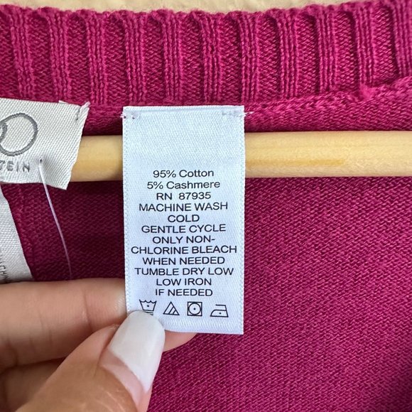 NWT LOGO by Lori Goldstein Cardigan Sweater Top Women Size M Fuscha Pink Button - Picture 4 of 8